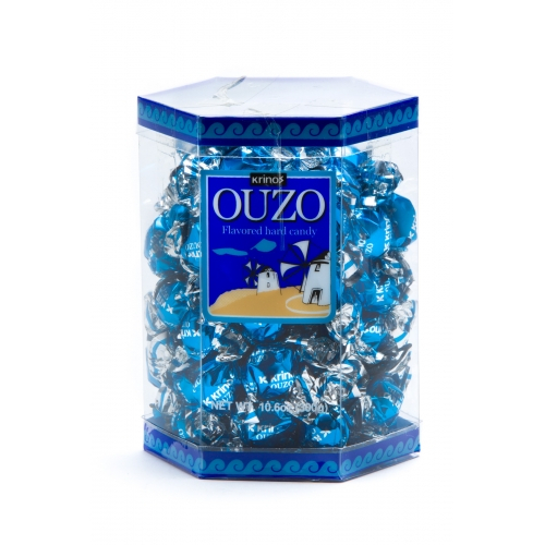 Container of Ouzo branded candy